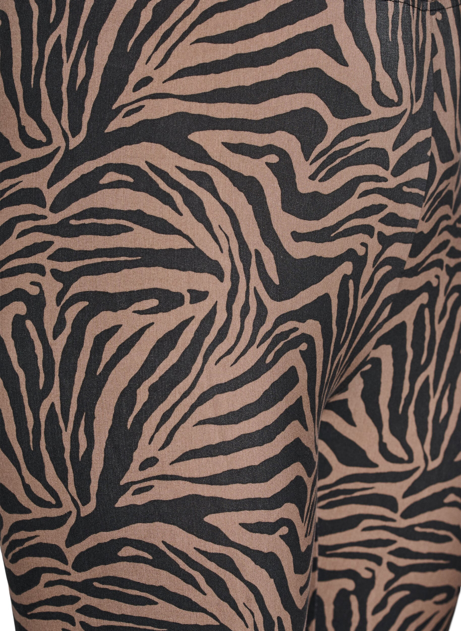 ZizziViscose leggings met zebraprint, Bruin, Packshot image number 2
