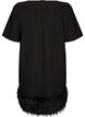 Korte jersey jurk met verenkant, Zwart, Packshot image number 1