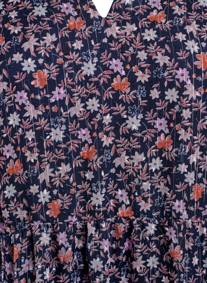 Tunic met bloemenprint en glitterdraden, Navy Flower AOP, Packshot