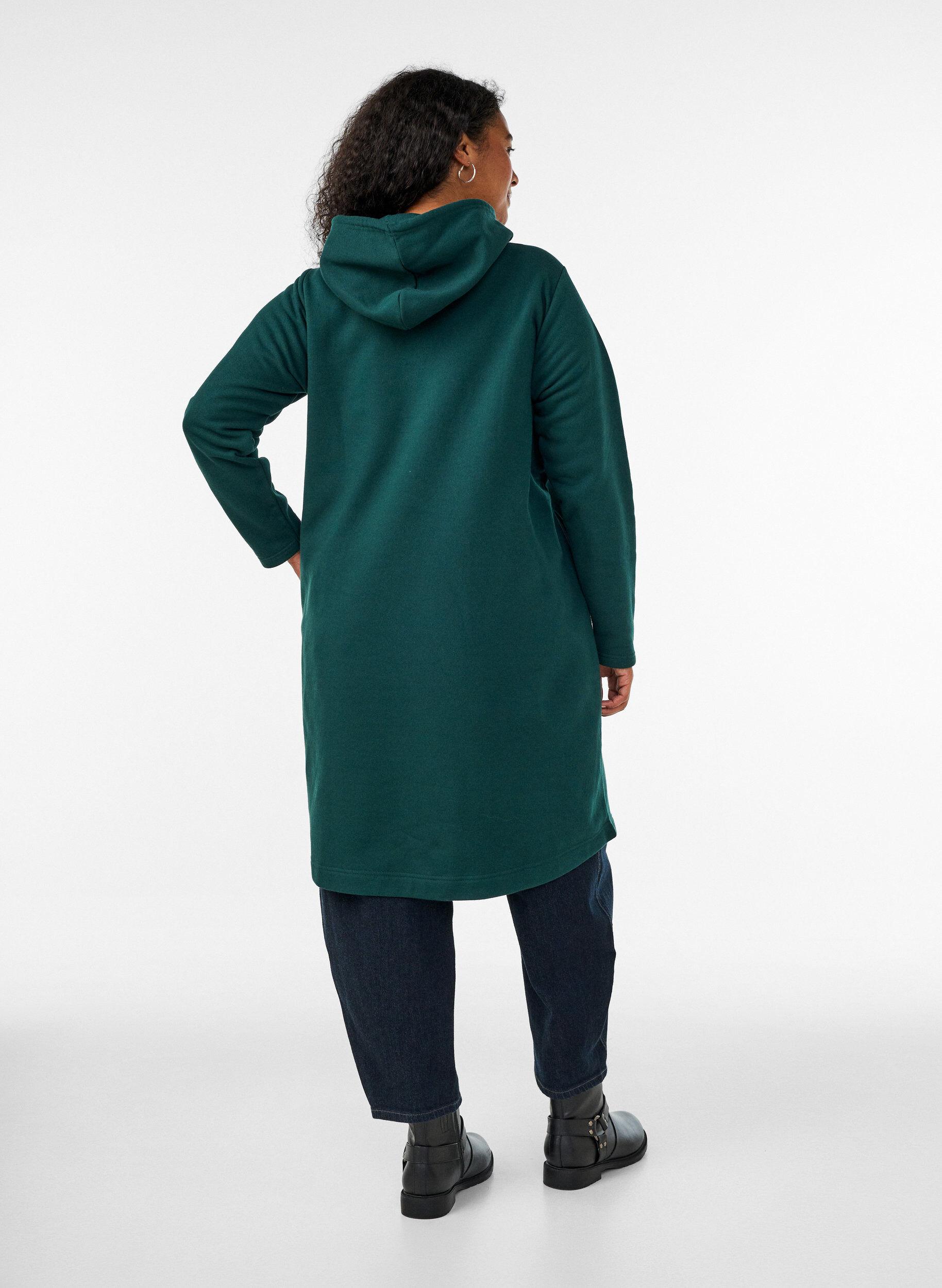 ZizziSweatshirt jurk met capuchon en zakken, Groen, Model image number 1