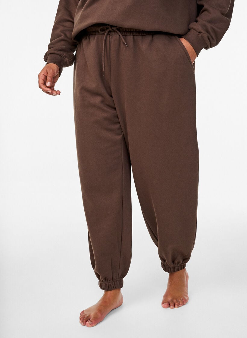 High-waist joggingbroek met zakken, Bruin, Model image number 2