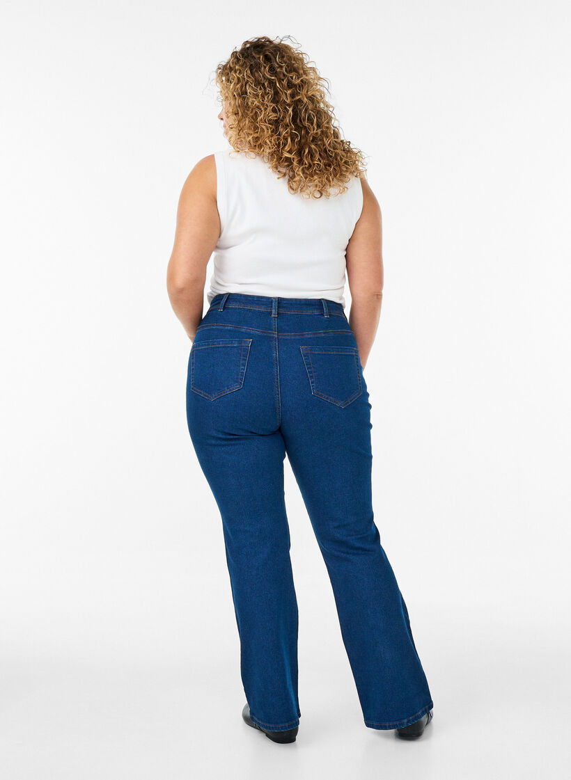 Hoog getailleerde jeans met bootcut, Blauw, Model image number 1