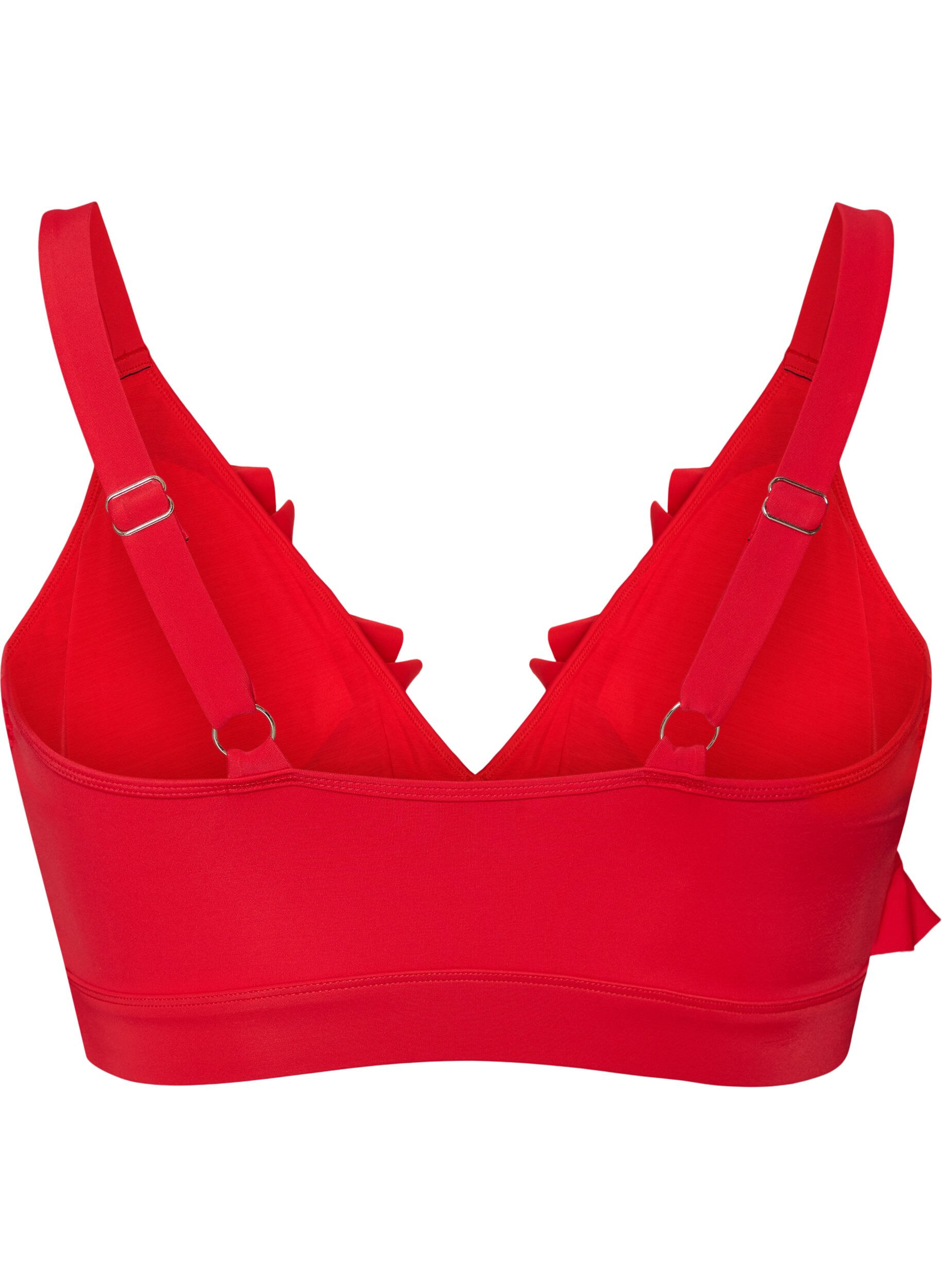 ZizziHaut de bikini avec volants et coussinets amovibles, Rouge, Packshot image number 1