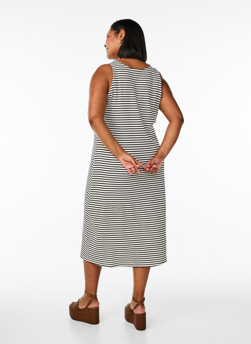 Gestreepte midi tankjurk, White Black Stripe, Model