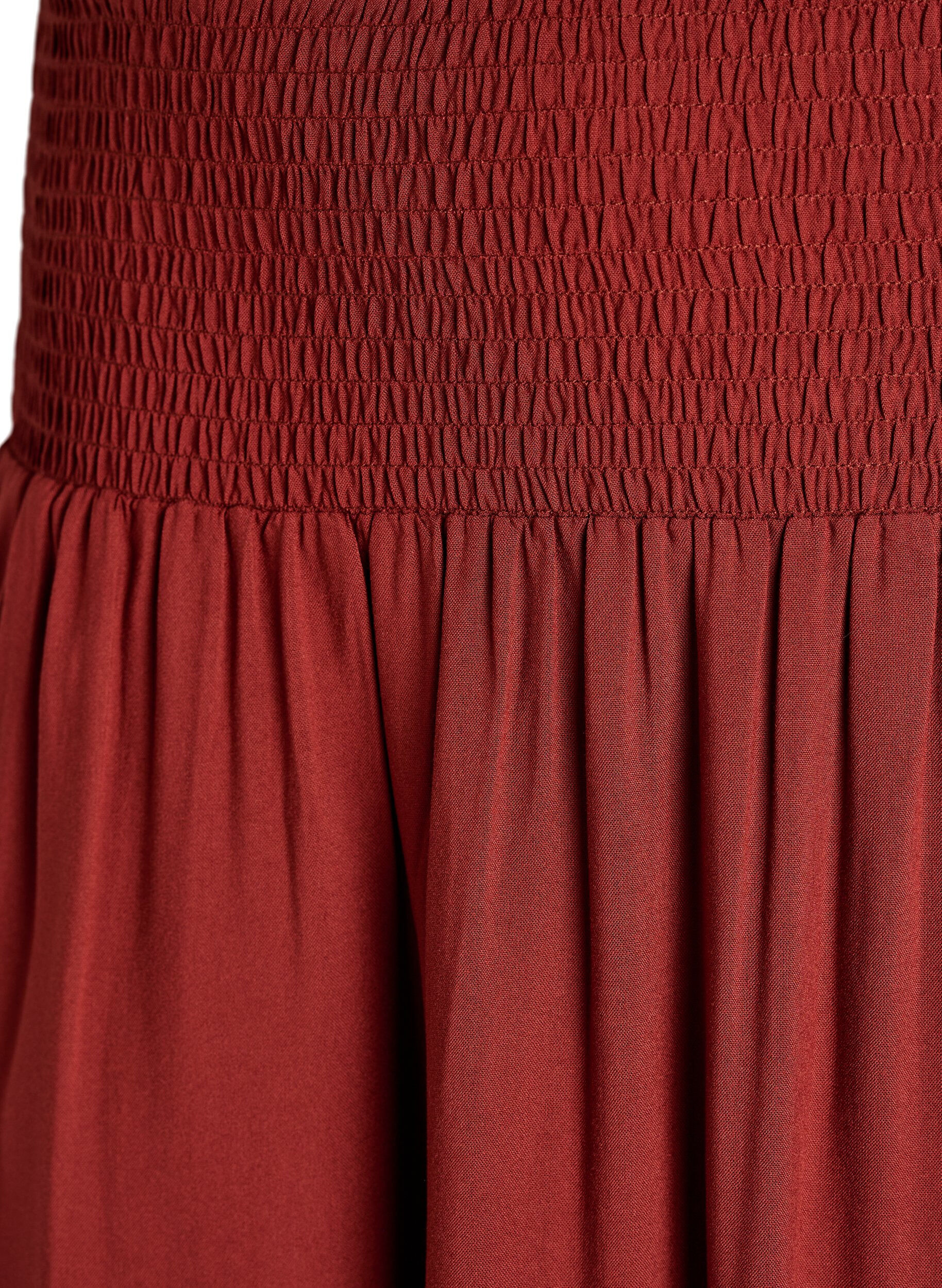 ZizziViscose maxi-rok met smock, Rood, Packshot image number 2