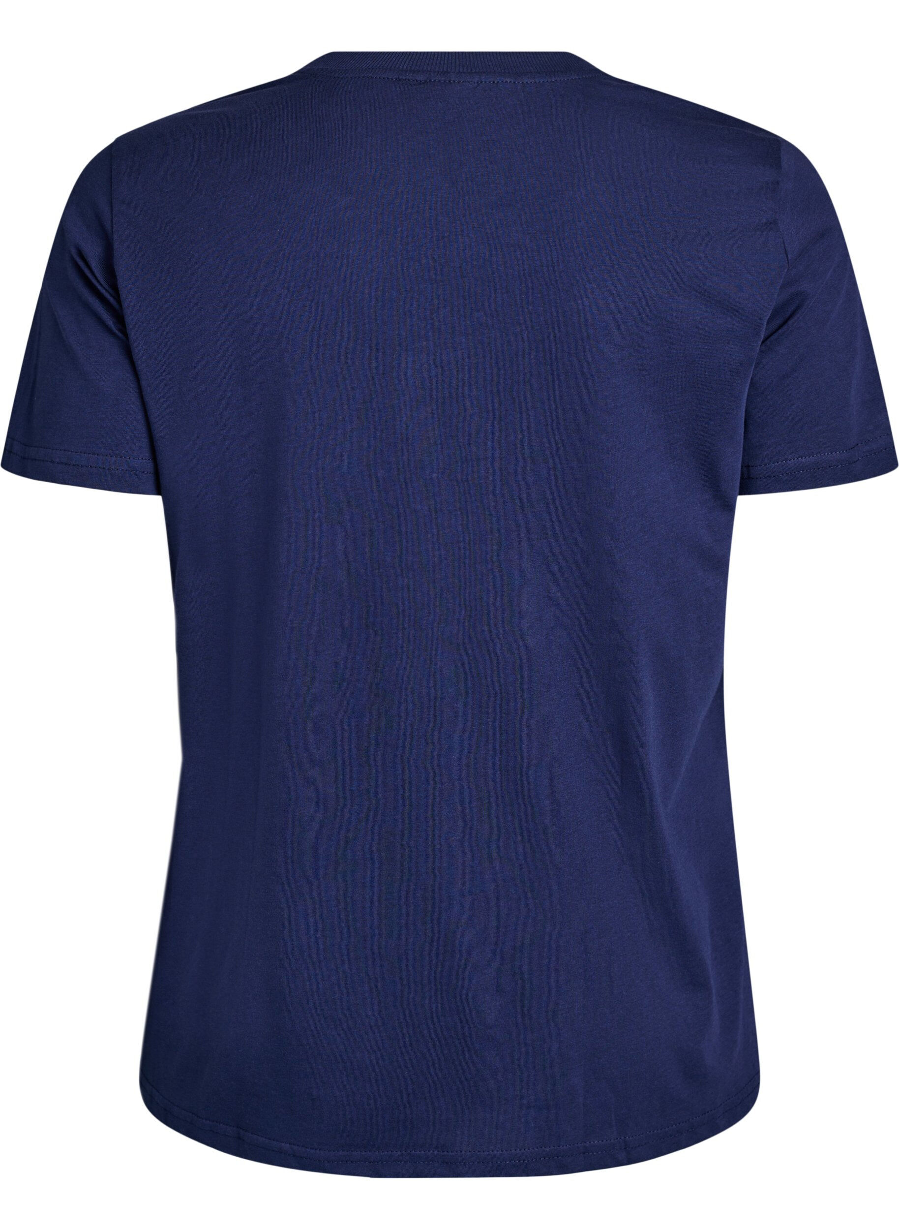 ZizziBasic katoenen T-shirt met ronde hals, Blauw, Packshot image number 1