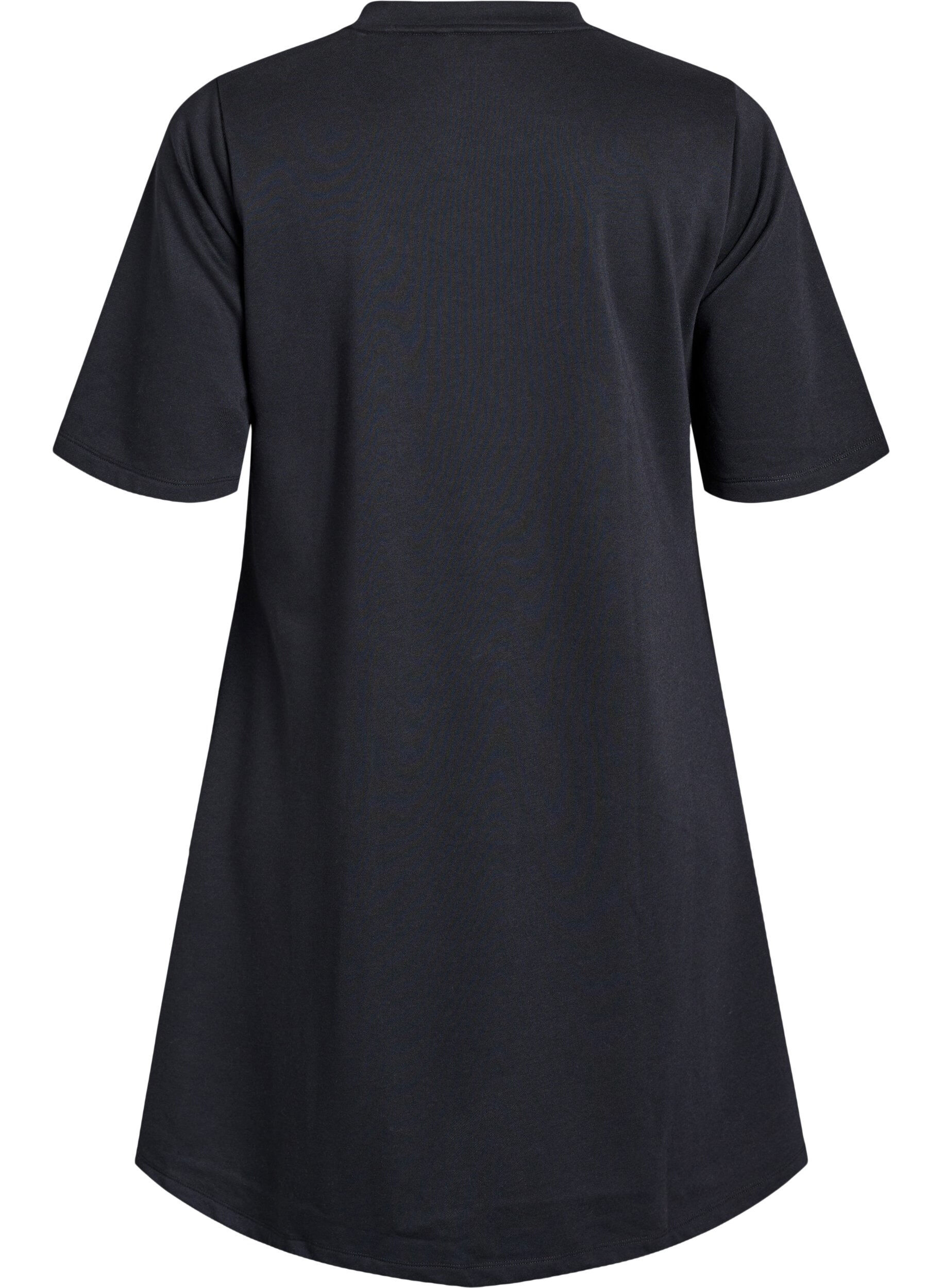 ZizziKnielange jerseyjurk met zakken en A-lijn vorm, Zwart, Packshot image number 1