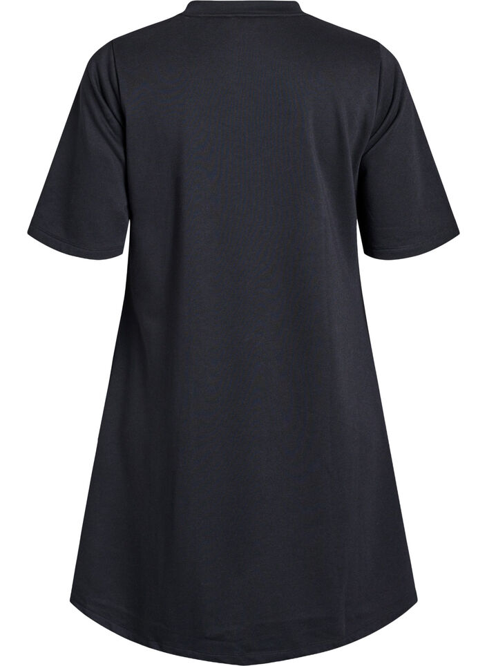 Knielange jerseyjurk met zakken en A-lijn vorm, Zwart, Packshot image number 1