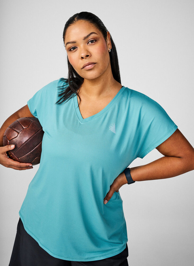 Losse trainingsshirt met v-hals, Bristol Blue, Image