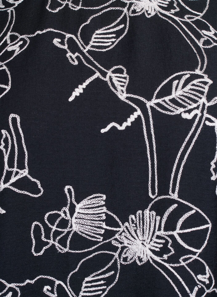 Blouse met korte mouwen en geborduurd patroon, Zwart, Packshot image number 2