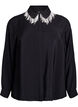 Viscose tuniek met parelgeborduurde kraag, Zwart, Packshot image number 0