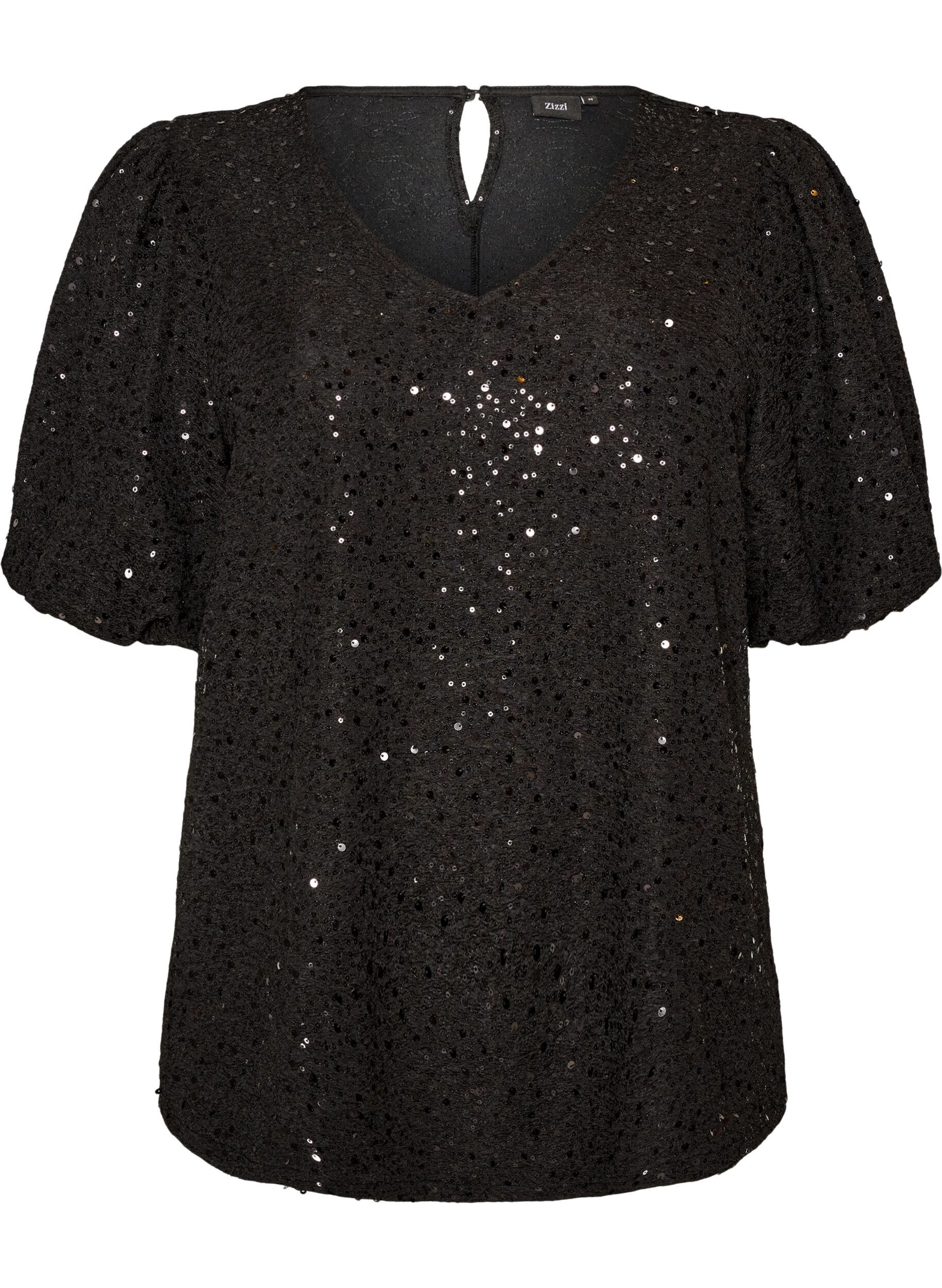 Blouse met pailletten en ballonmouwen