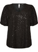 Blouse met pailletten en ballonmouwen, Zwart, Packshot image number 0