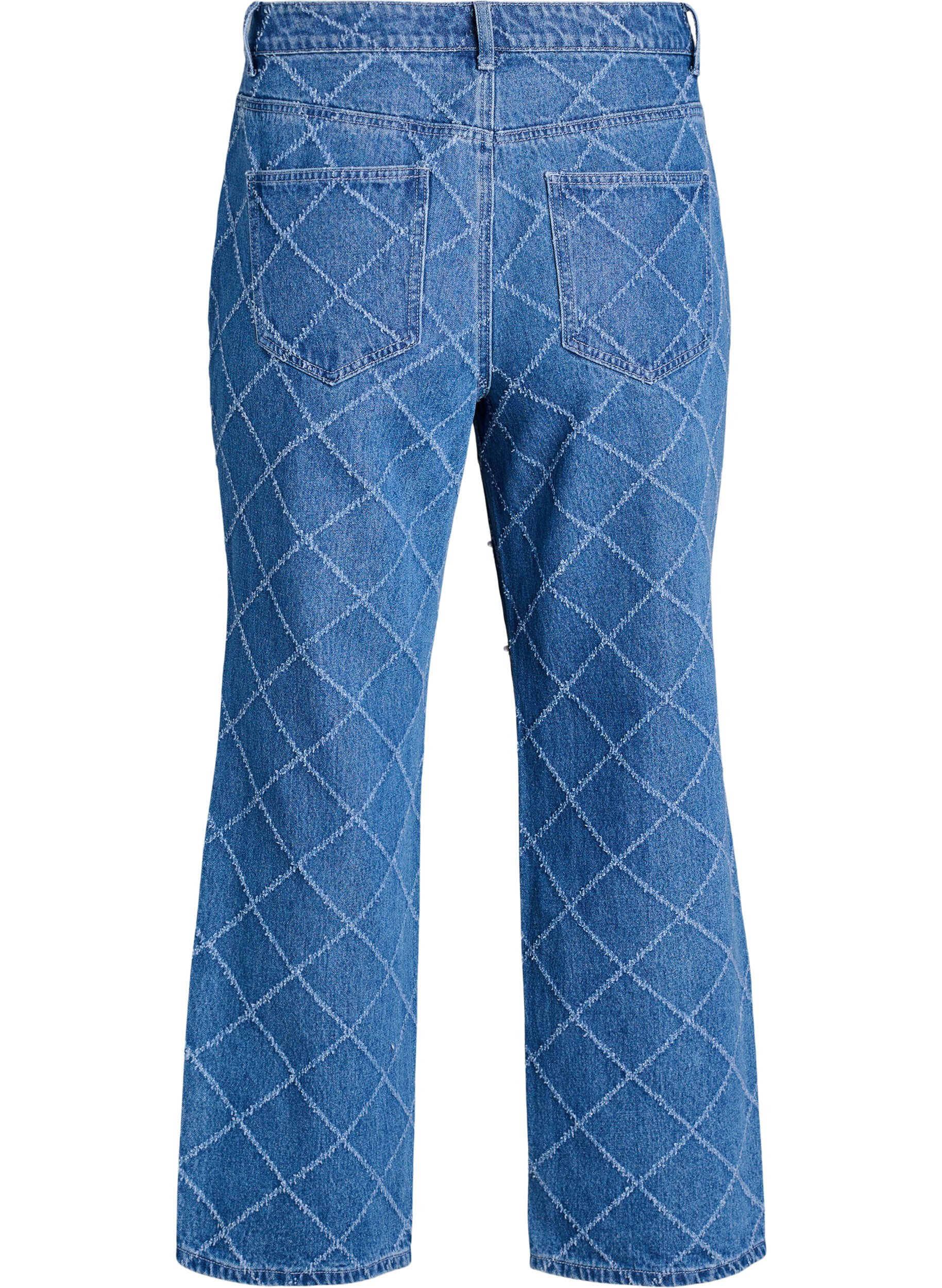 ZizziKiana jeans met een hoge taille en distressed patroon, Blauw, Packshot image number 1