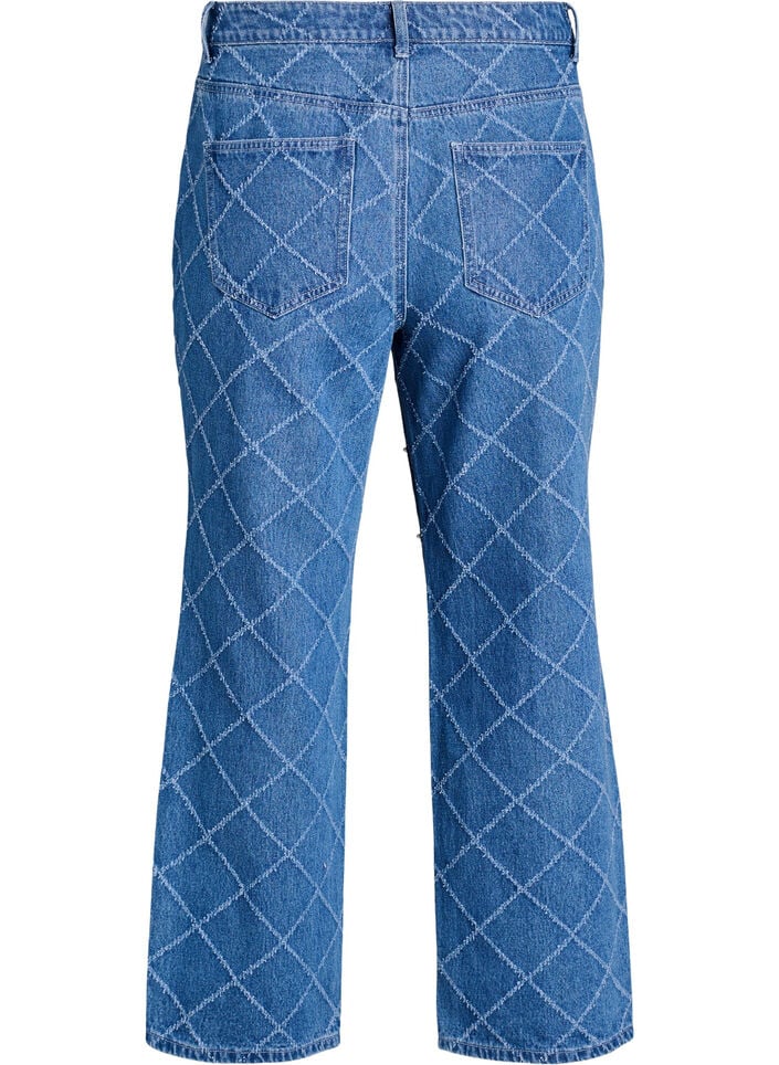 Kiana jeans met een hoge taille en distressed patroon, Blauw, Packshot image number 1
