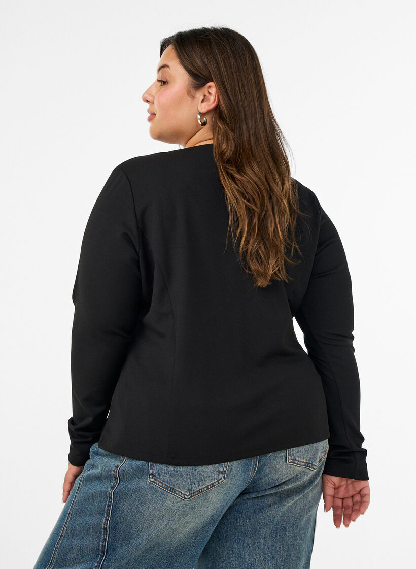 Strakzittend cardigan met knoopsluitingen, Zwart, Model image number 2