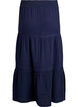 A-line midi skirt in cotton muslin with crochet band, Blauw, Packshot image number 1