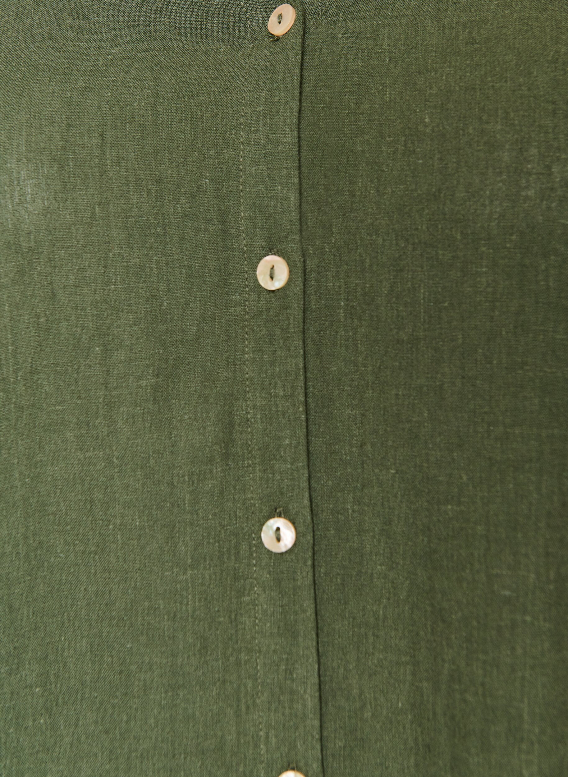 Zizzi Blouse en lin et viscose avec col en V, Vert, Packshot image number 2