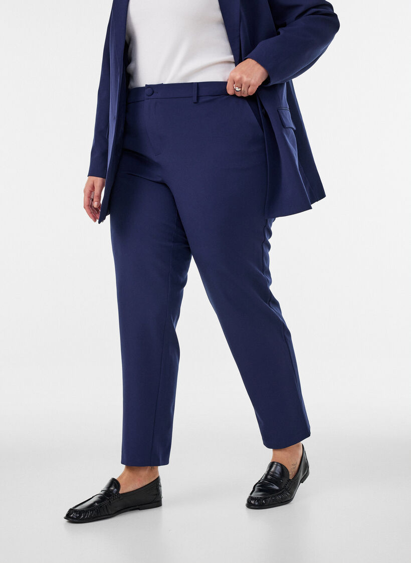 Broek met zakken en rechte pijpen, Blauw, Model image number 2