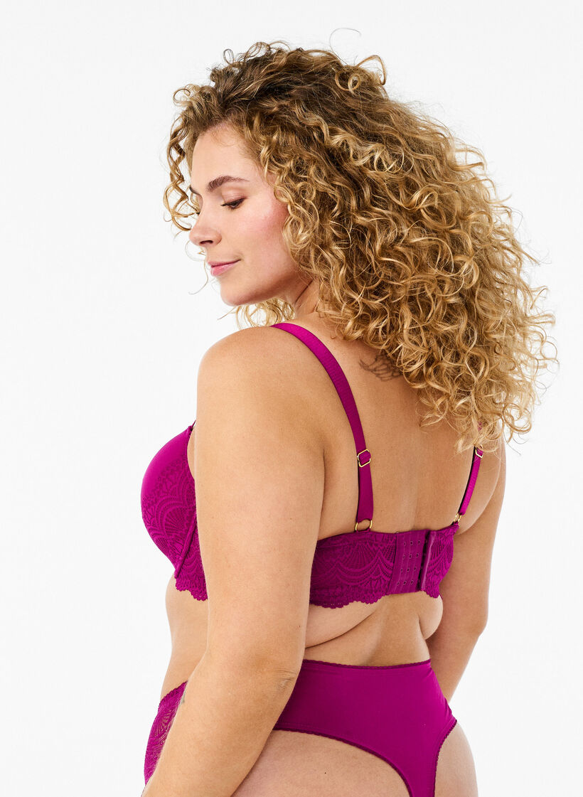 Voorgevormde Bh met kanten kantpatroon, Boysenberry, Model
