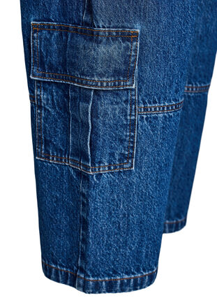 ZizziHigh waist cargo jeans, Blue Denim, Packshot image number 3