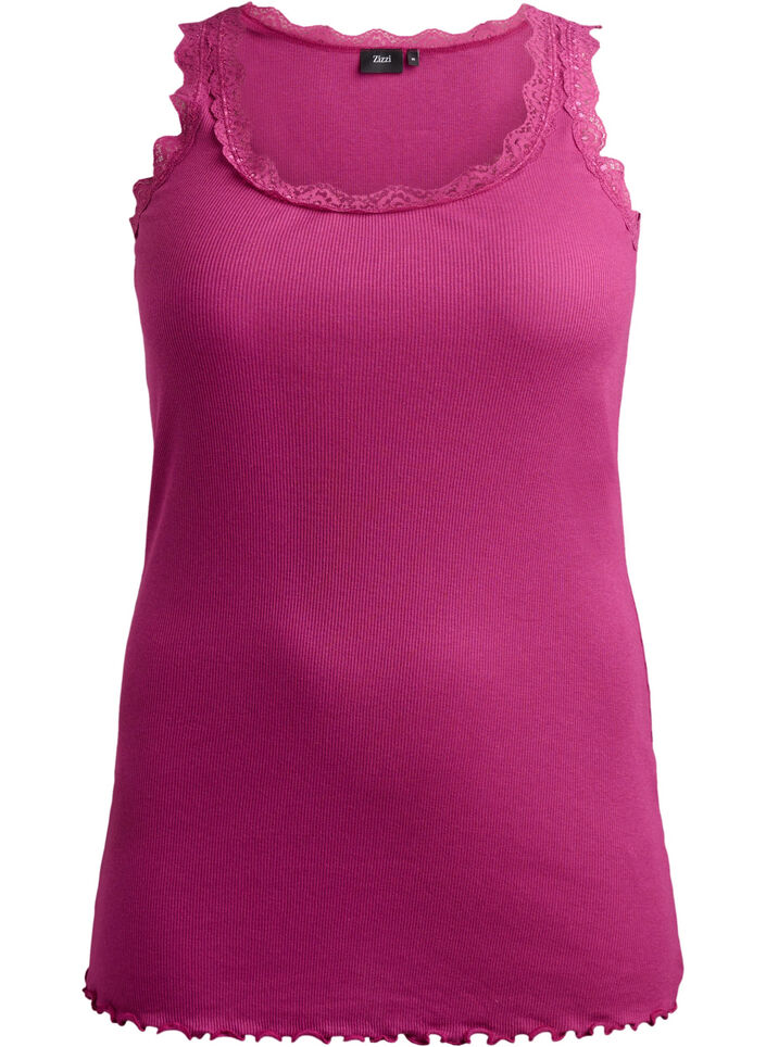 Top met kanten rand, Rood, Packshot image number 0