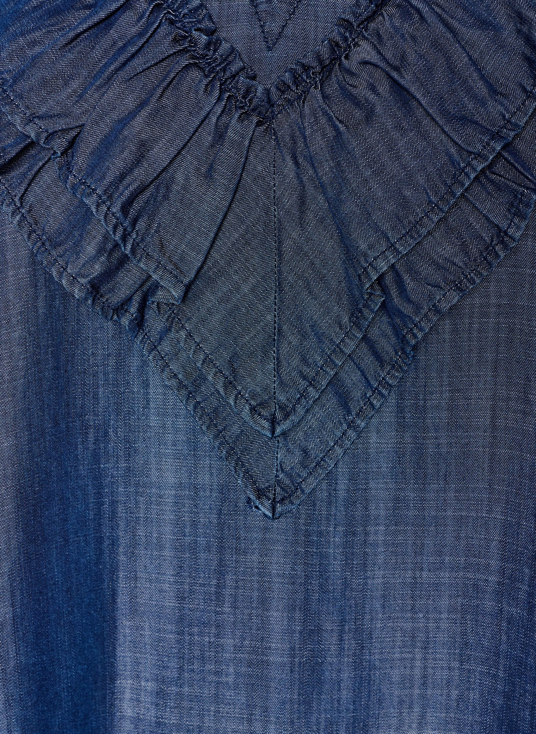 ZizziKorte jurk in denimlook met ruches, Blauw, Packshot image number 2