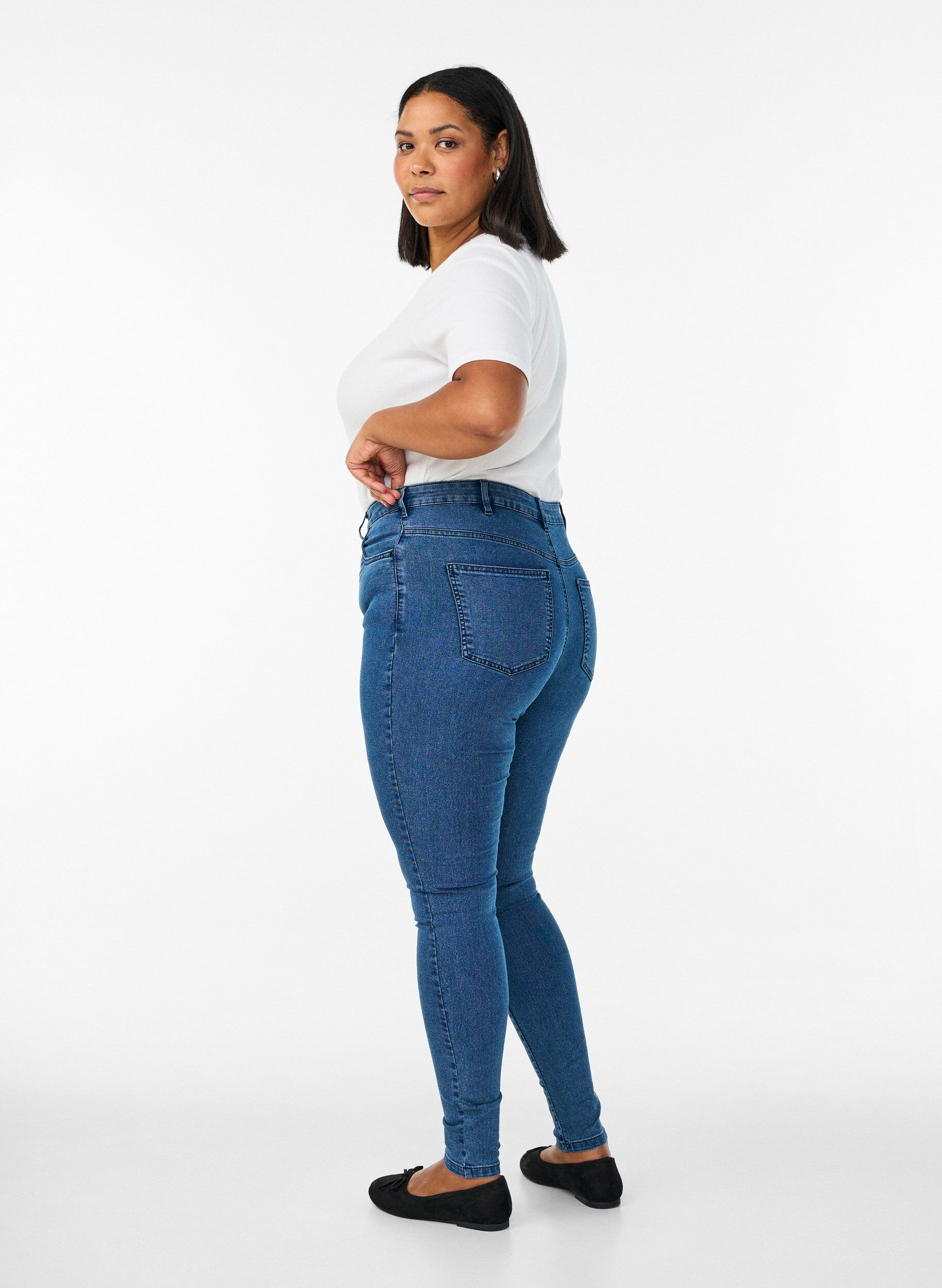ZizziAmy super slim fit jeans met hoge taille, Blauw, Model image number 1