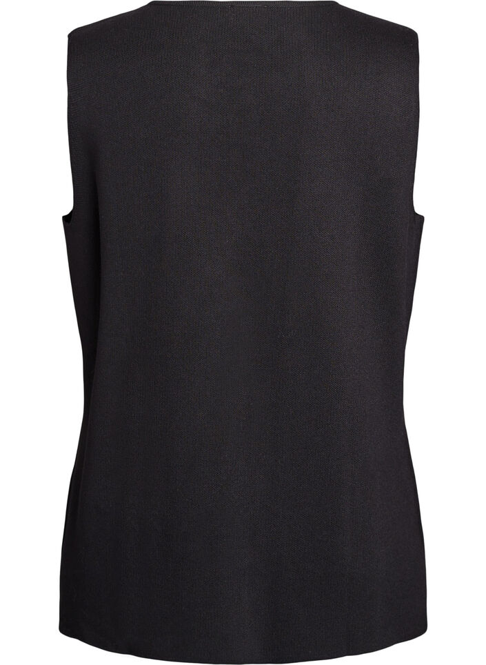 Mouwloze breisel vest met decoratieve knopen, Zwart, Packshot image number 1