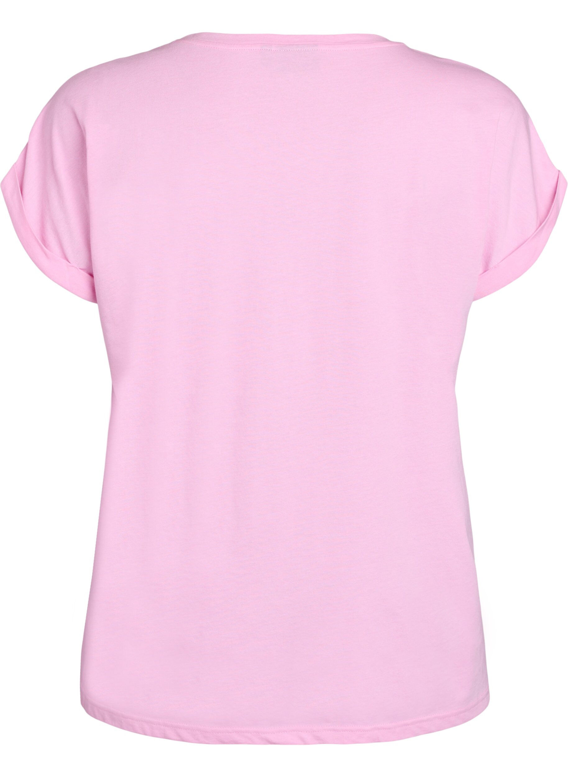 ZizziT-shirt met korte mouwen in een katoenmix, Roze, Packshot image number 1