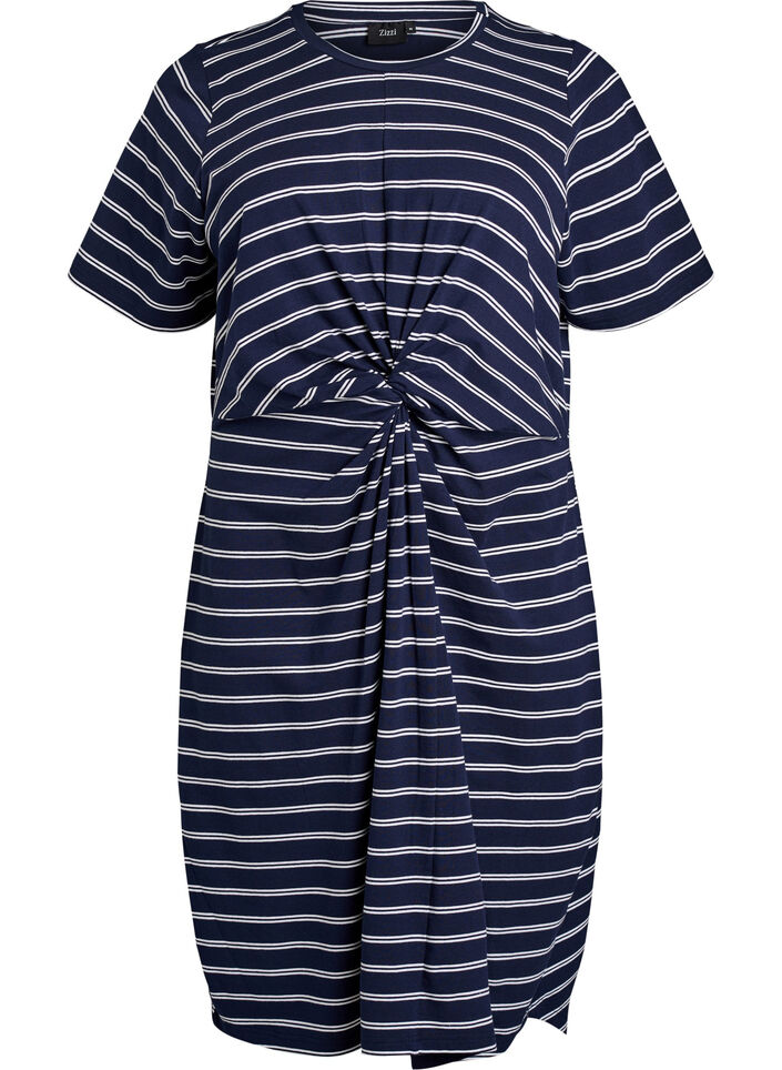 Katoenen jurk met twistdetail, Blauw, Packshot image number 0
