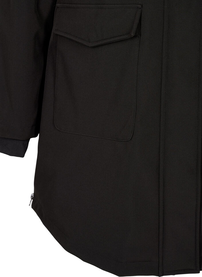 Waterafstotende softshell-jas met gewatteerde voering, Zwart, Packshot image number 3