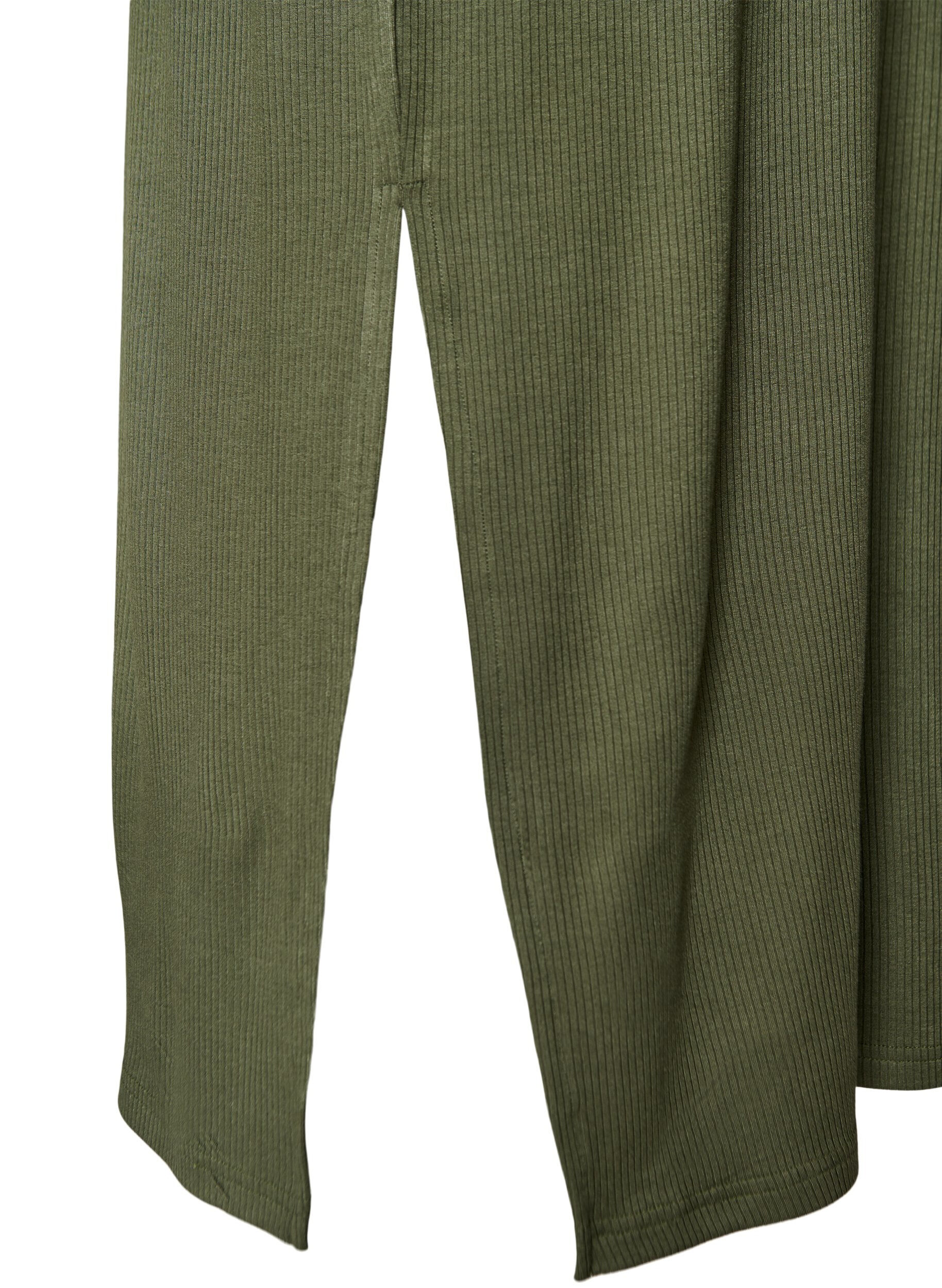 ZizziMouwloze ribjurk van viscose, Groen, Packshot image number 3