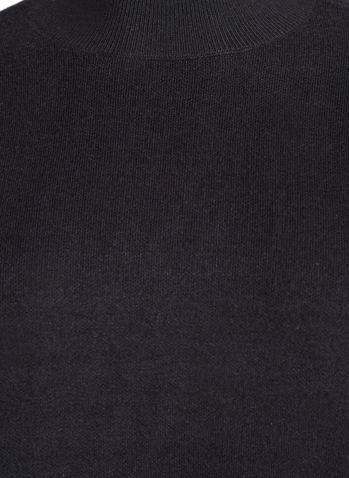 Gebreide blouse met hoge hals, Zwart, Packshot image number 2