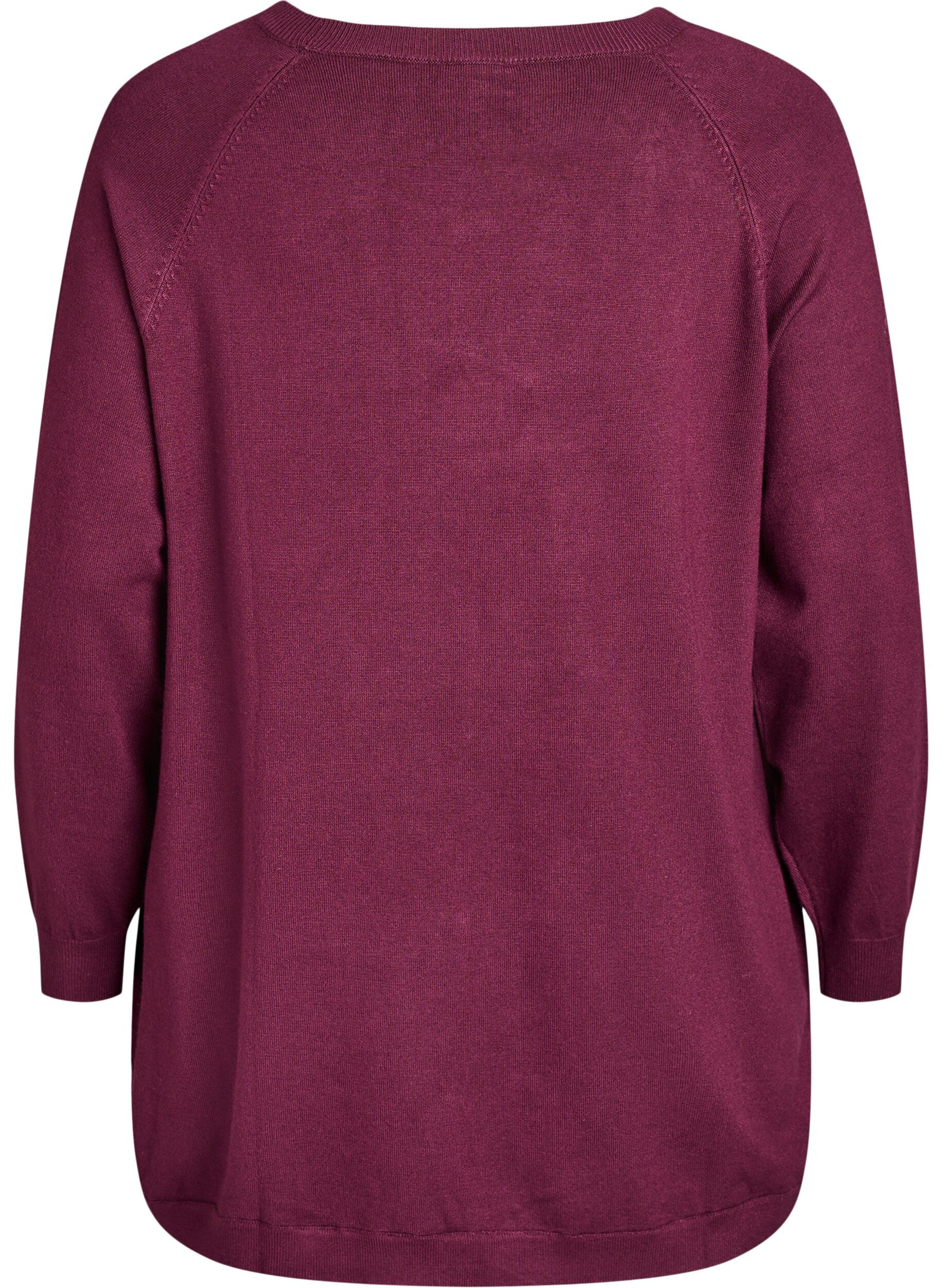 ZizziGebreide blouse met knoopjes aan de zijkant, Rood, Packshot image number 1