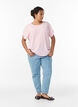 Blouse met korte mouwen en een ronde halslijn, Roze, Model image number 1