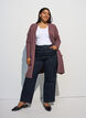 Geribd gebreid vest met zakken, Rood, Model image number 1