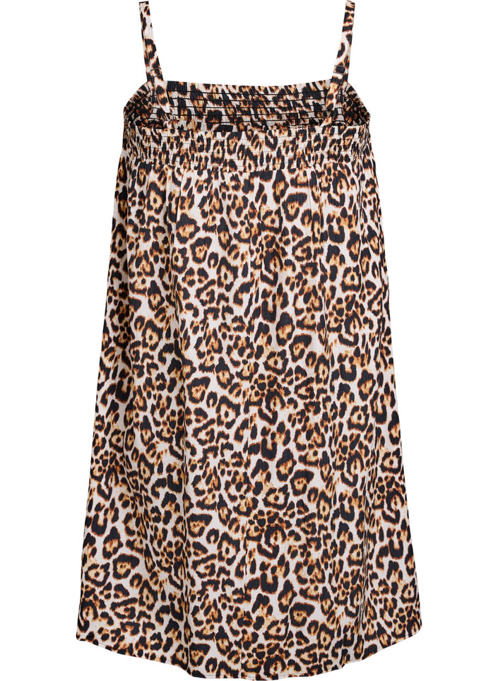 Korte viscose jurk met spaghettibandjes, Eggnog Leo AOP, Packshot