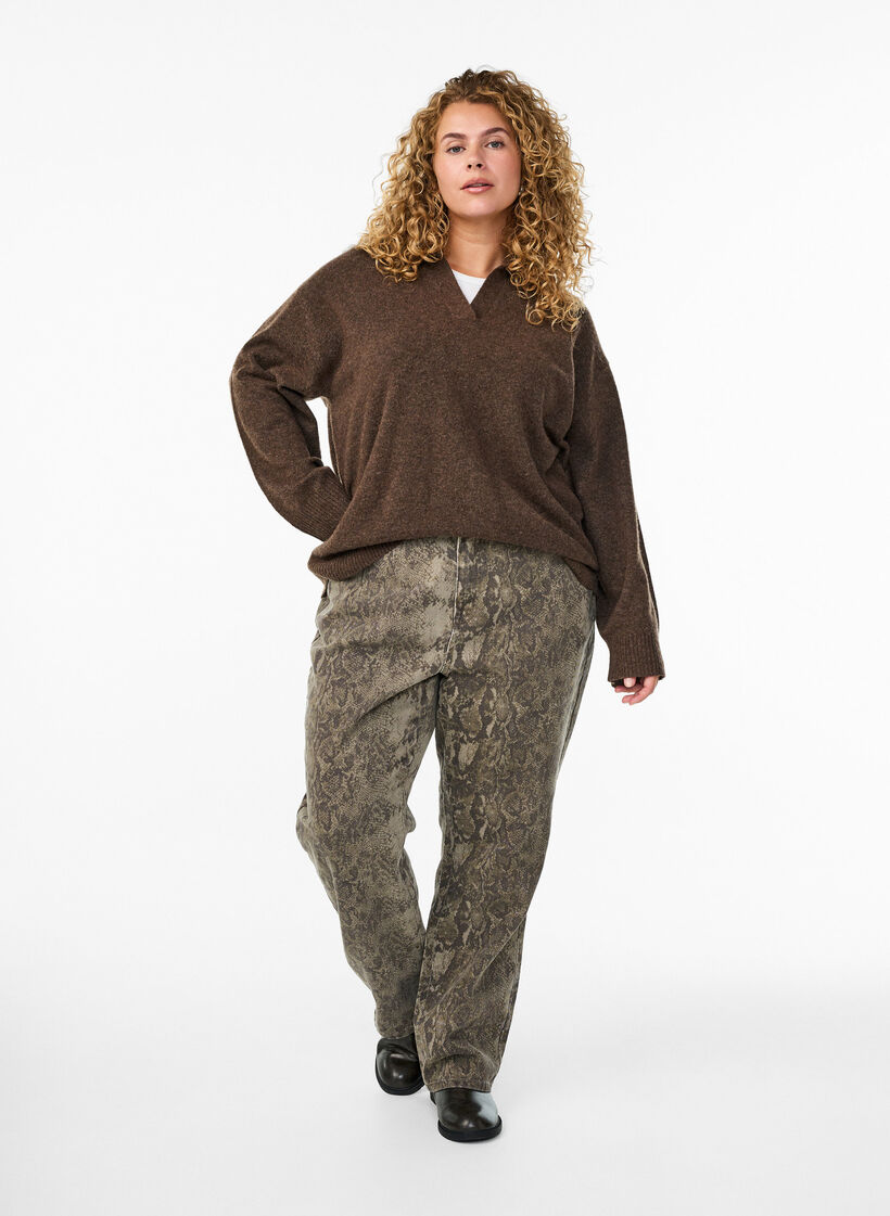 High-waist Gemma jeans met slangenprint, Light Snake AOP, Model