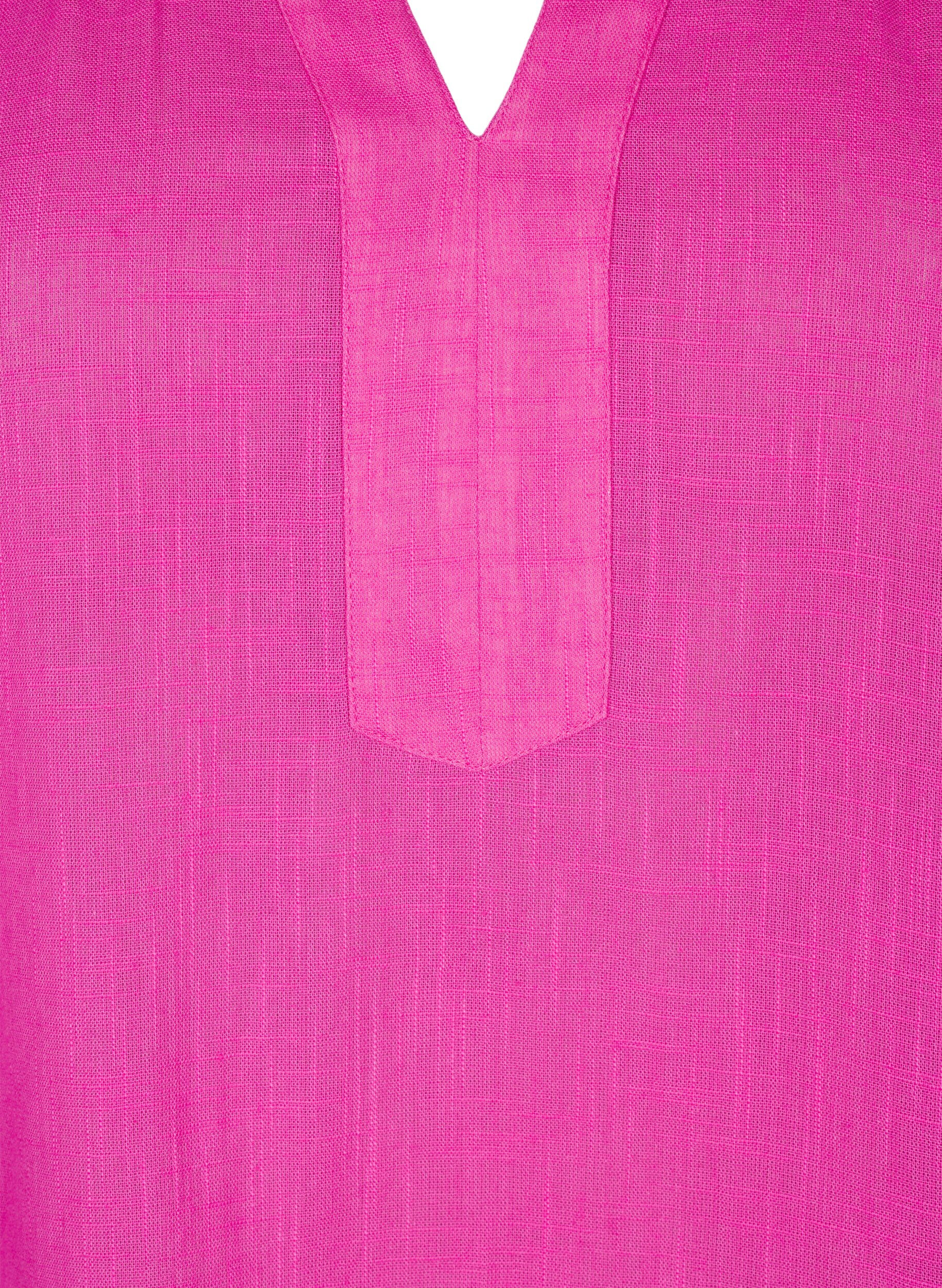 ZizziKatoenen tuniek met V-hals, Roze, Packshot image number 2