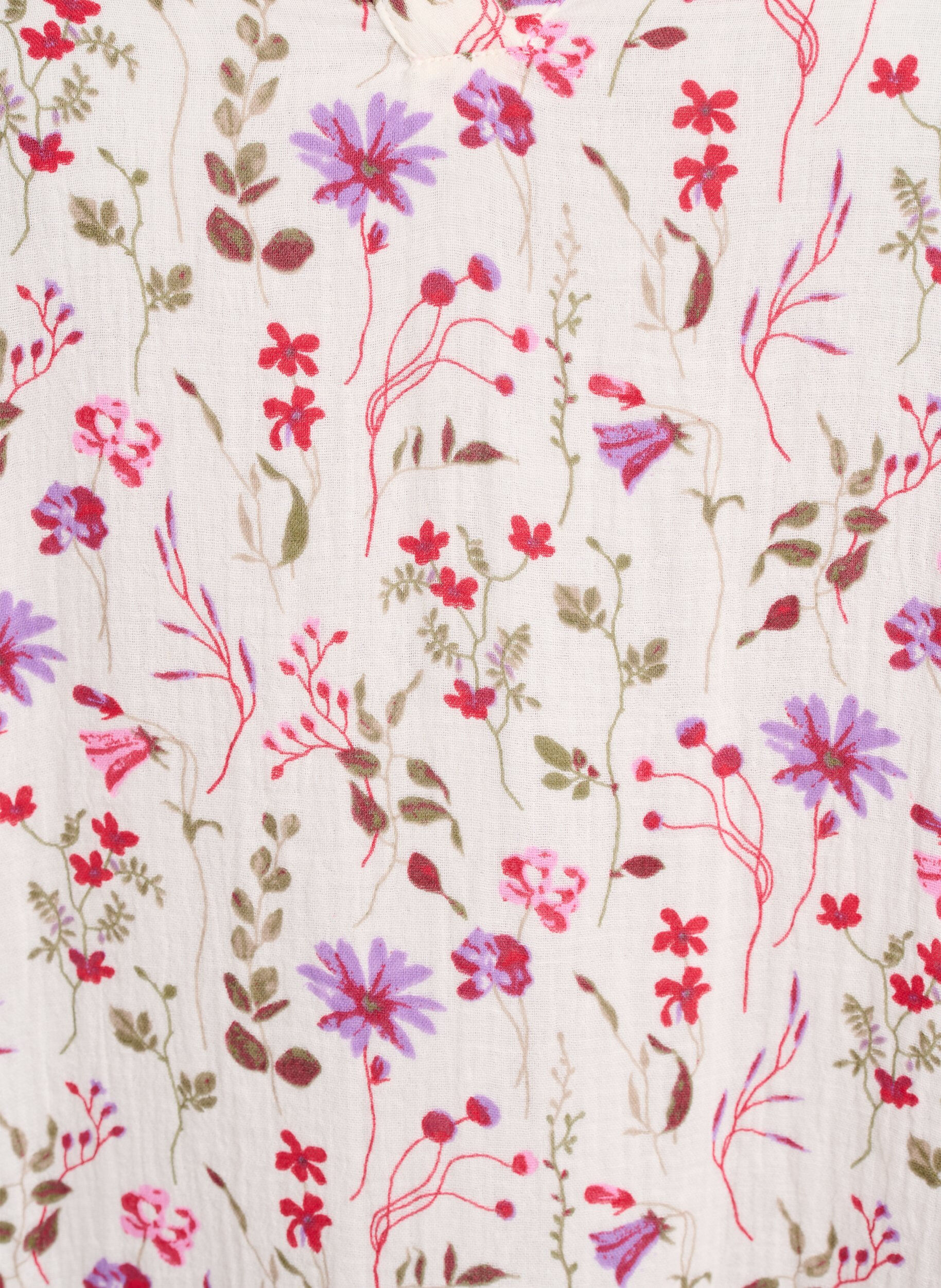 ZizziKorte A-lijn jurk in katoenen mousseline, Beige, Packshot image number 2