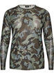Mesh blouse met print, Groen, Packshot image number 0