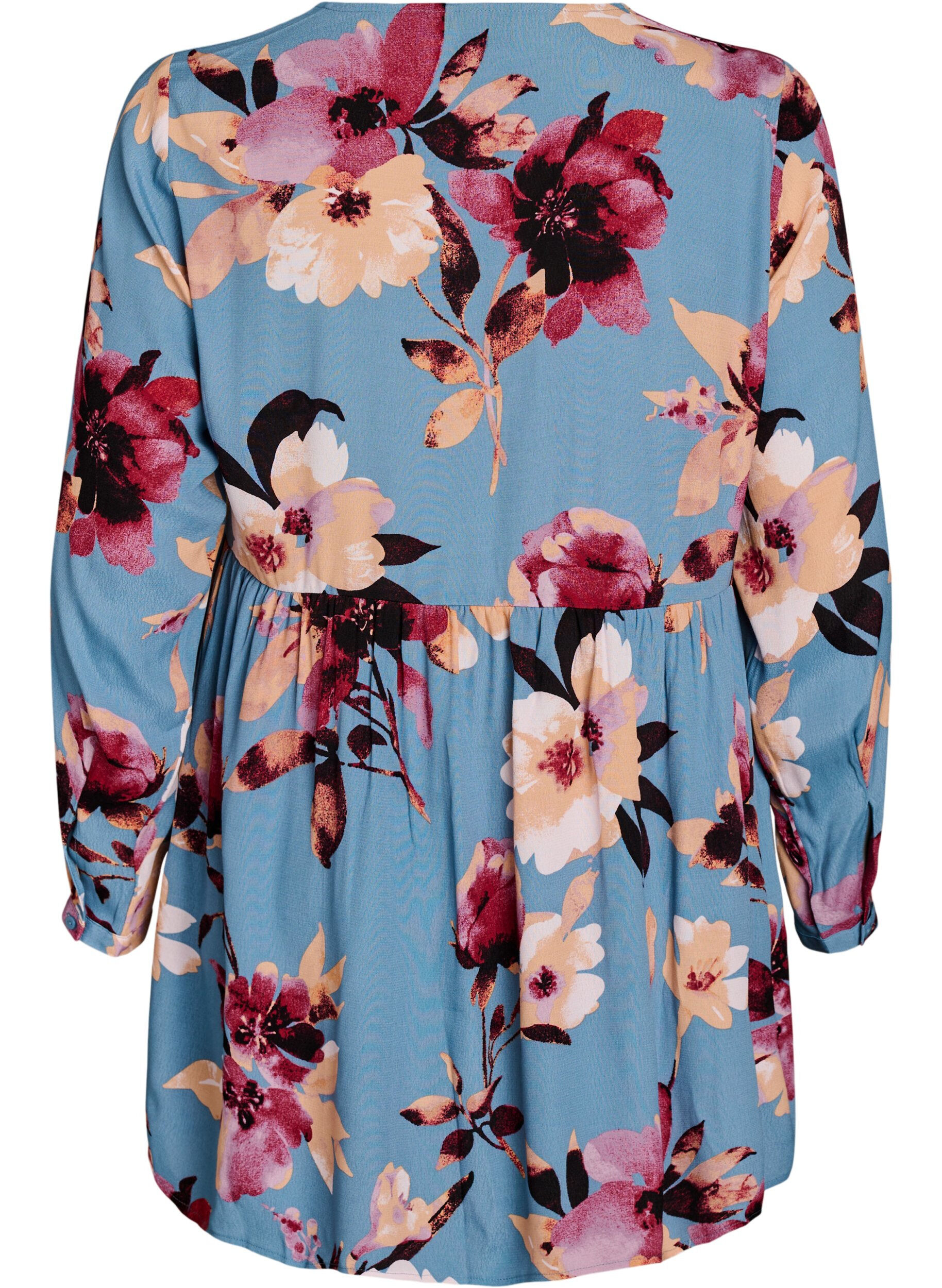 ZizziLange mouwen tuniek met een naad, Blauw, Packshot image number 1