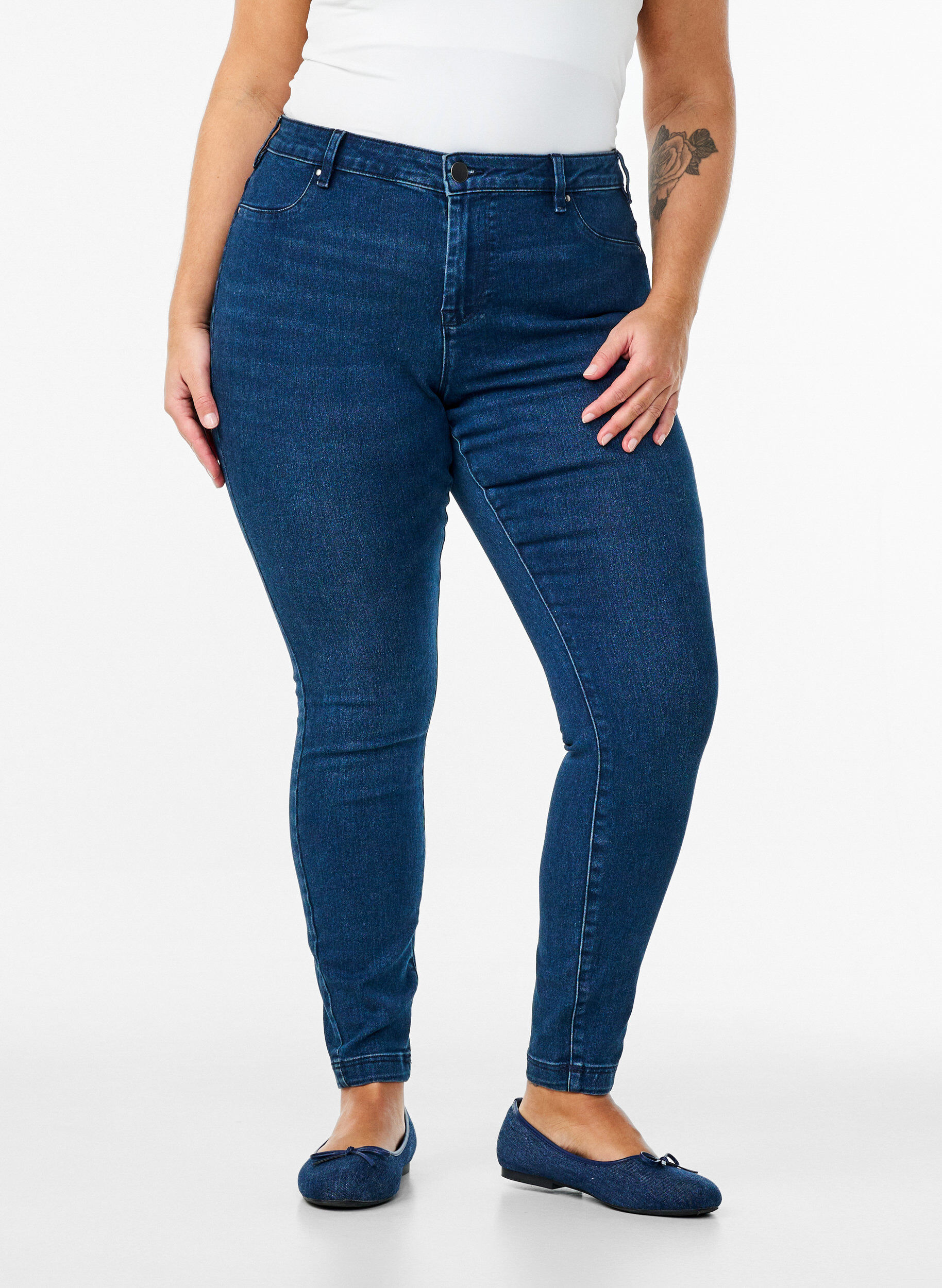 ZizziKatoenmix jeggings, Blauw, Model image number 2