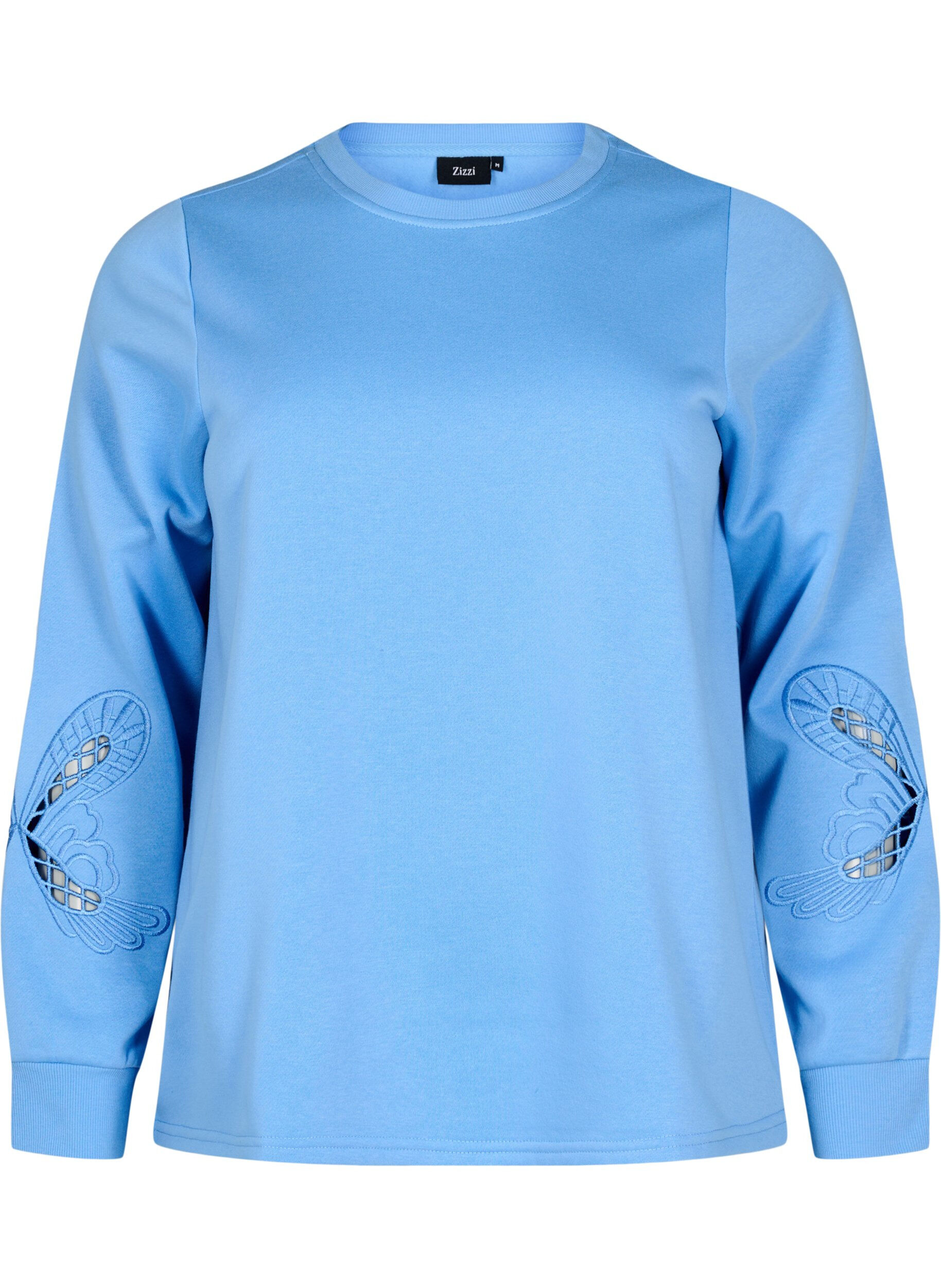 ZizziSweatshirt met geborduurde uitsneden, Della Robbia Blue, Packshot image number 0