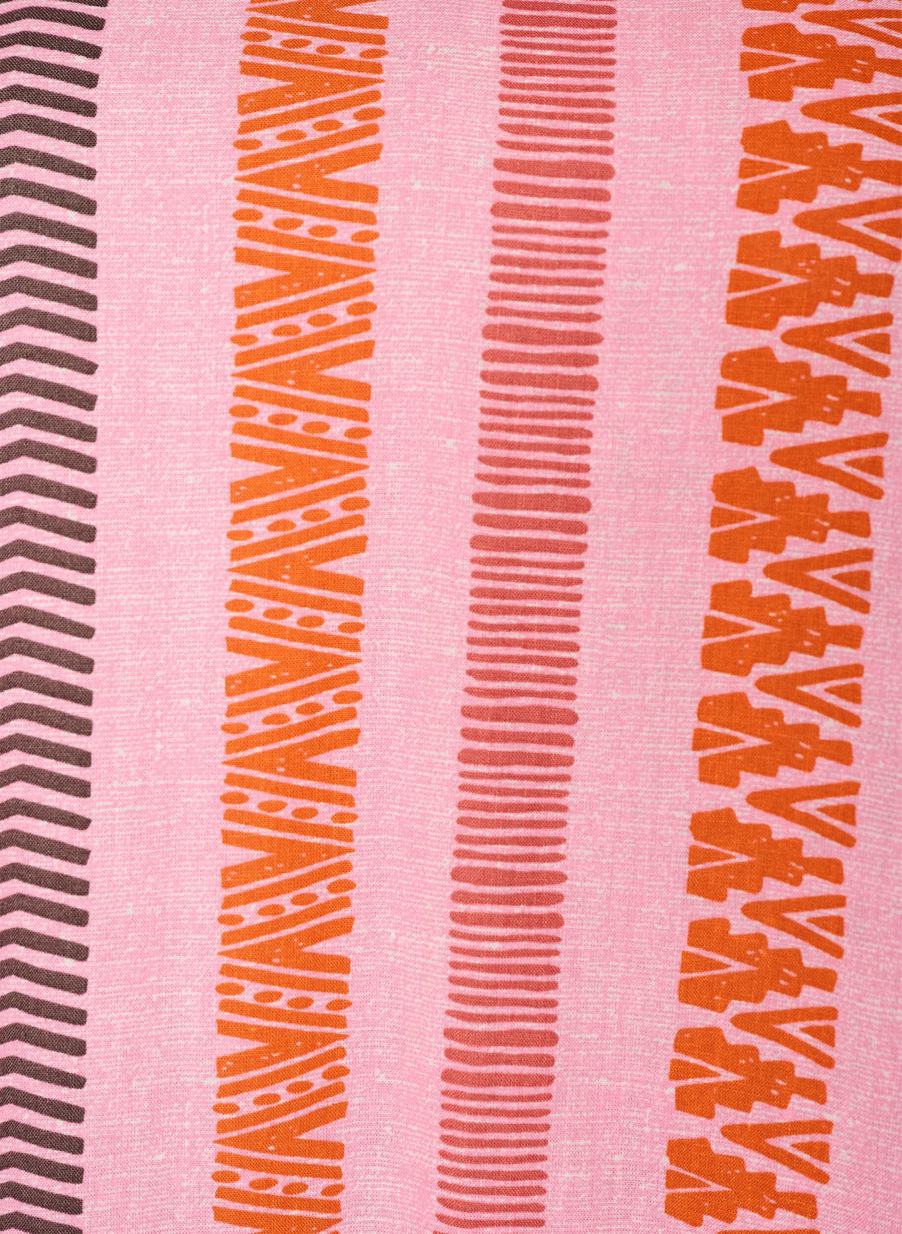 ZizziKorte jurk in linnen en viscose met 3/4 mouwen, Roze, Packshot image number 2