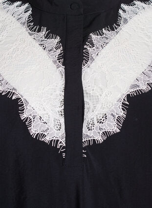 ZizziBlouse met korte mouwen en kanten details, Zwart, Packshot image number 2