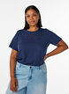 T-shirt van biologisch katoen met open broderie, Blauw, Model image number 0