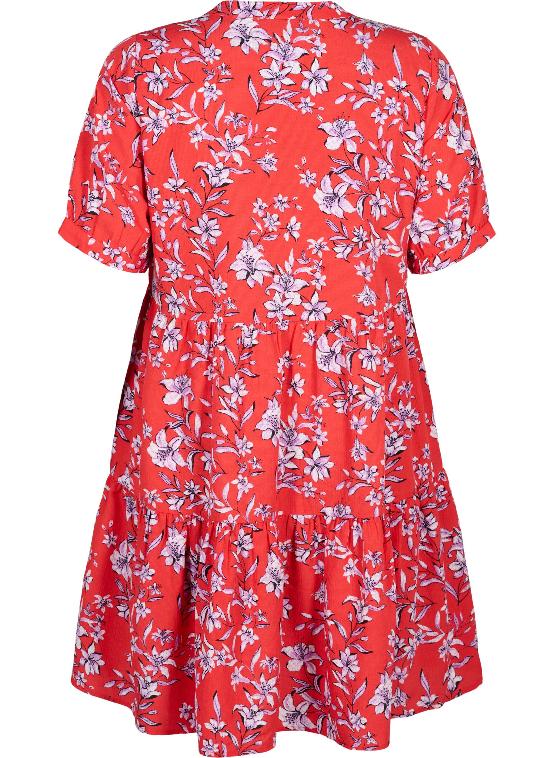 Zizzi Robe trap&egrave;ze imprim&eacute;e, Rouge, Packshot image number 1