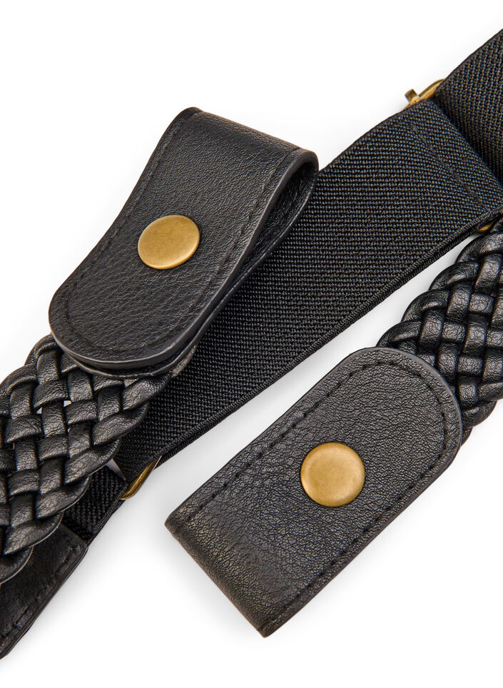 Gevlochten elastische riem, Zwart, Packshot image number 2